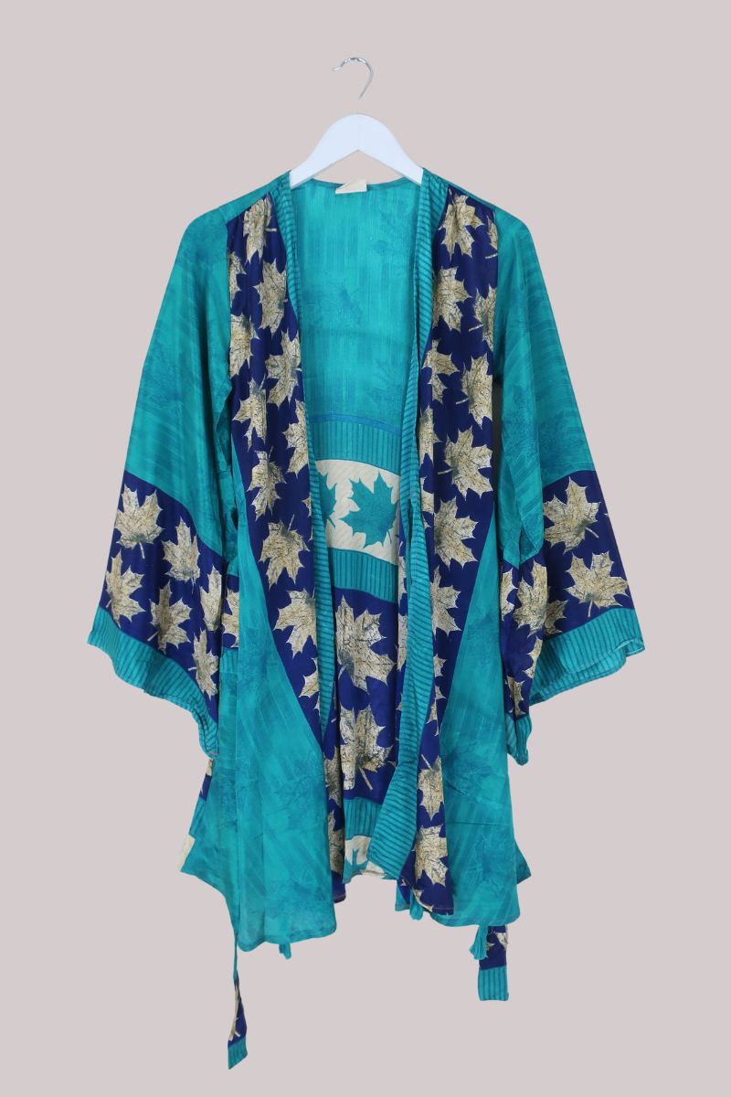 Karina Vintage Sari Jacket - Jewel of the Sea Green - Size XXS