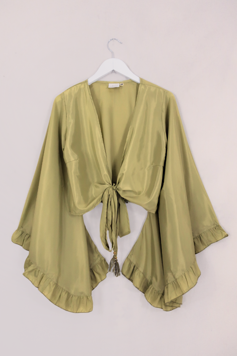 Khroma Venus Wrap Top in Caterpillar Green by All About Audrey