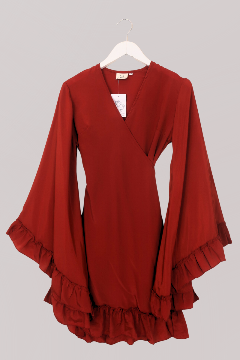 Khroma Venus Mini Wrap Dress in Chili Red by all about audrey