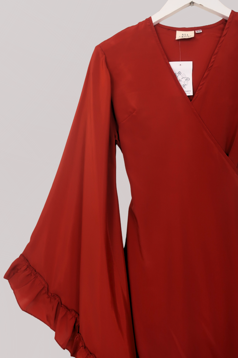 Khroma Venus Mini Wrap Dress in Chili Red by all about audrey