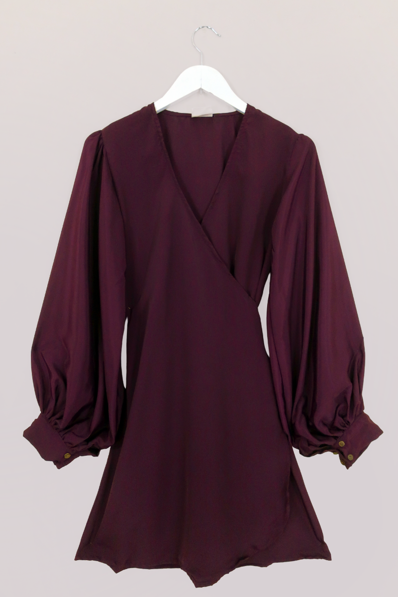 Lola 70s Mini Wrap Dress | Emperor Purple