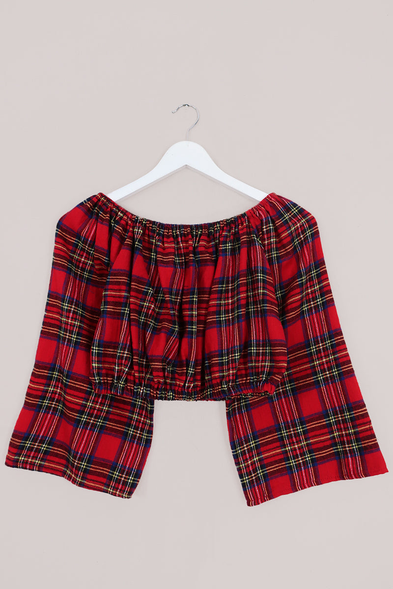 Kitty Reclaimed Crop Top in Dundee Tartan - Free Size L