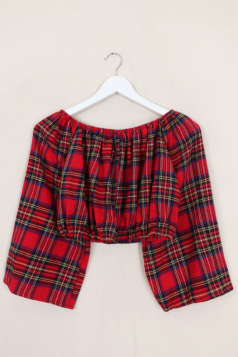 Kitty Reclaimed Crop Top in Dundee Tartan - Free Size L