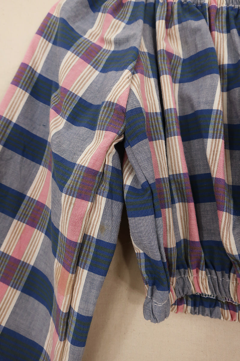 Kitty Reclaimed Crop Top in Baby Pink & Blue Check - Free Size L