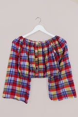 Kitty Reclaimed Crop Top in Farmer's Market Tartan - Free Size S
