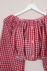Kitty Reclaimed Crop Top in Jam Red Gingham - Free Size S