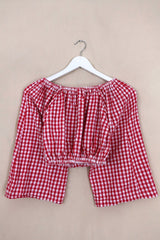 Kitty Reclaimed Crop Top in Jam Red Gingham - Free Size S