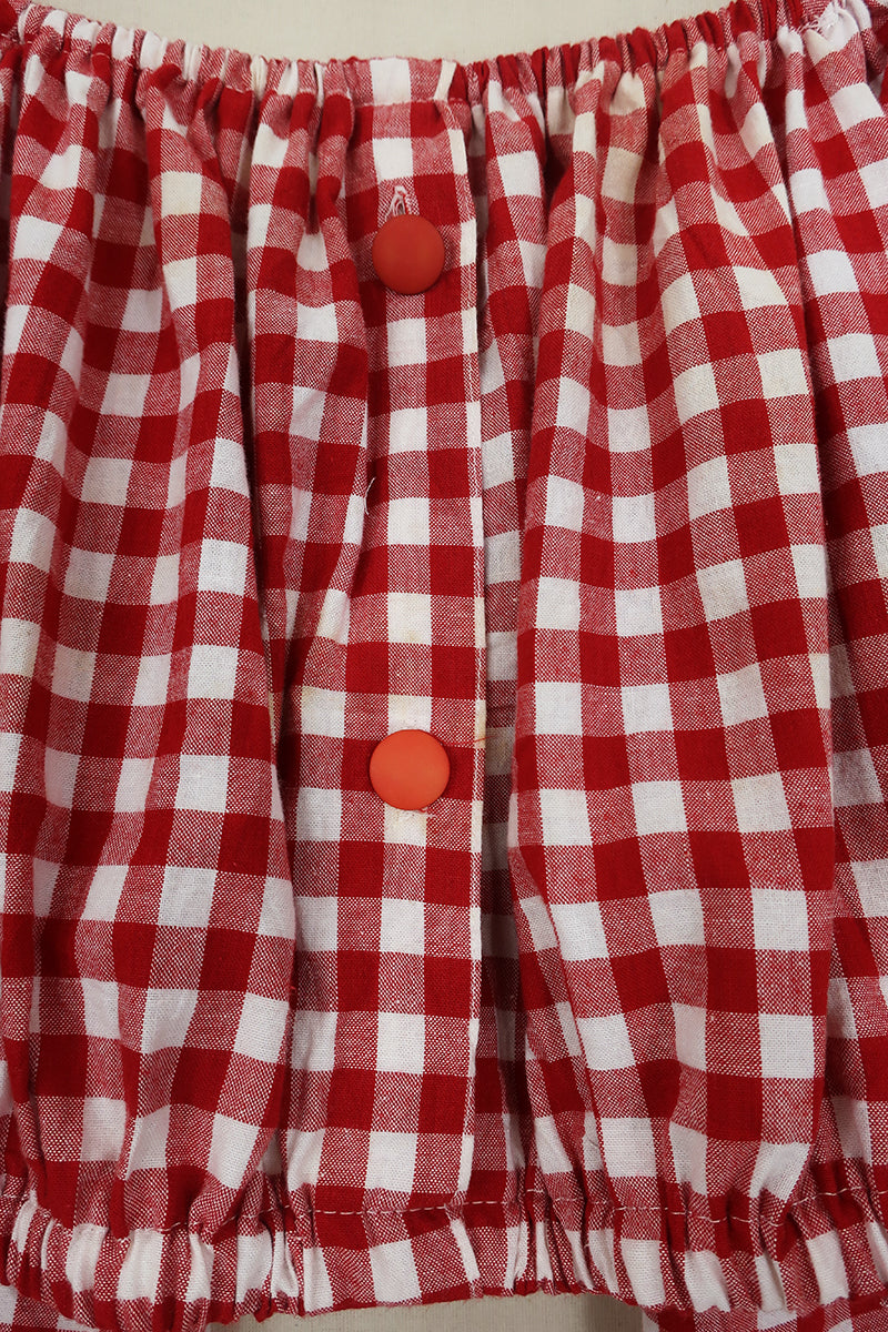 Kitty Reclaimed Crop Top in Cinnabar Red Gingham - Free Size L