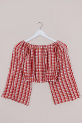 Kitty Reclaimed Crop Top in Summer Orchard Tartan - Free Size S