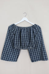 Kitty Reclaimed Crop Top in Sapphire Blue Tartan - Free Size L