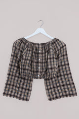 Kitty Reclaimed Crop Top in Sands of Gaia Check - Free Size S