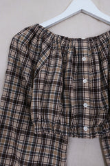 
Kitty Reclaimed Crop Top in Sands of Gaia Check - Free Size S
