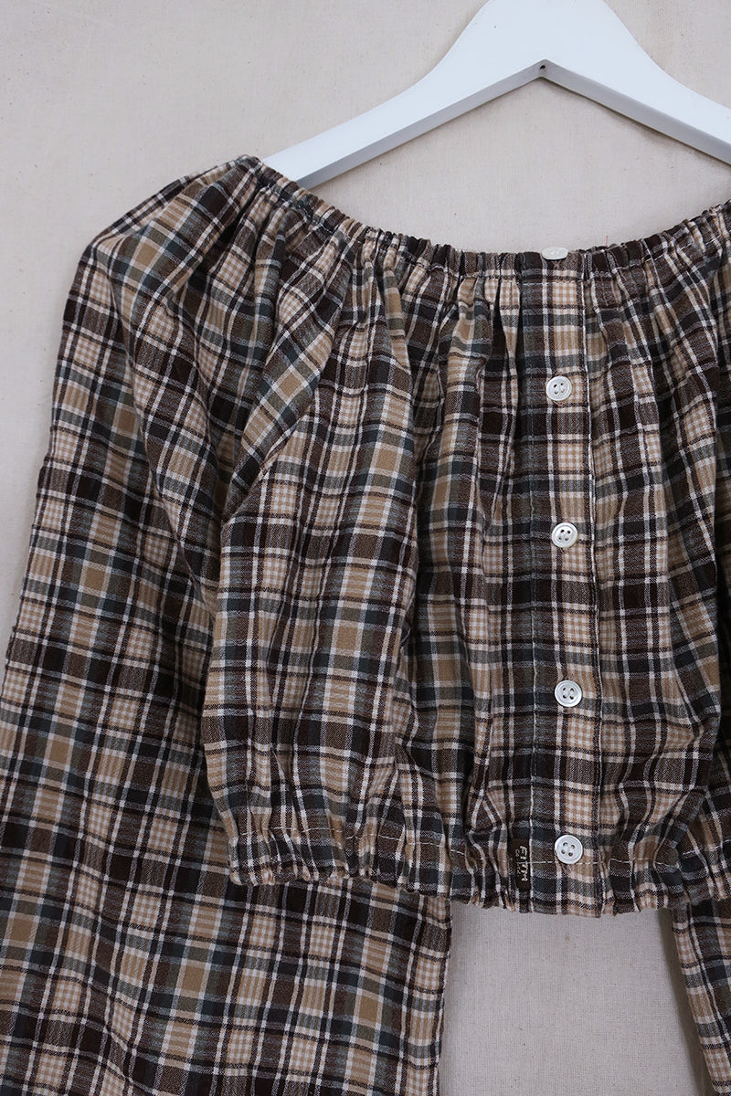 
Kitty Reclaimed Crop Top in Sands of Gaia Check - Free Size S
