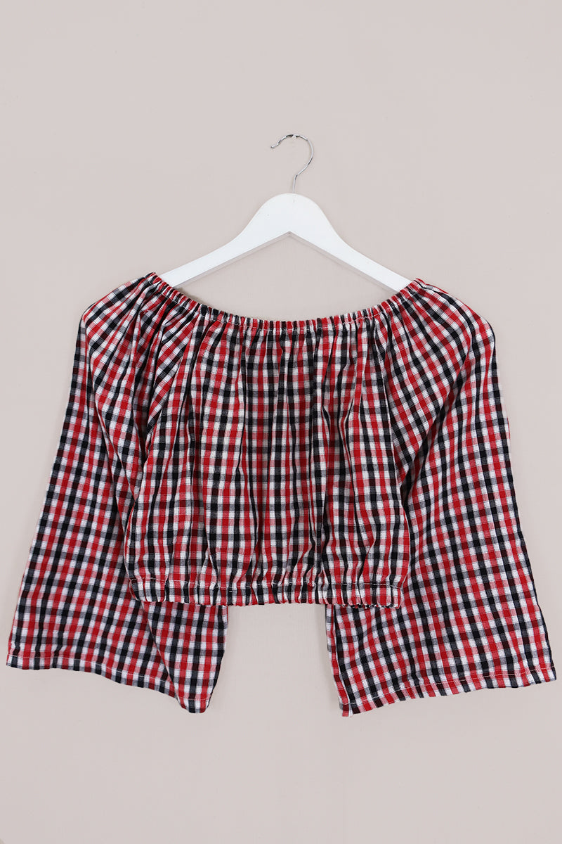 Kitty Reclaimed Crop Top in Jubilee Check - Free Size S