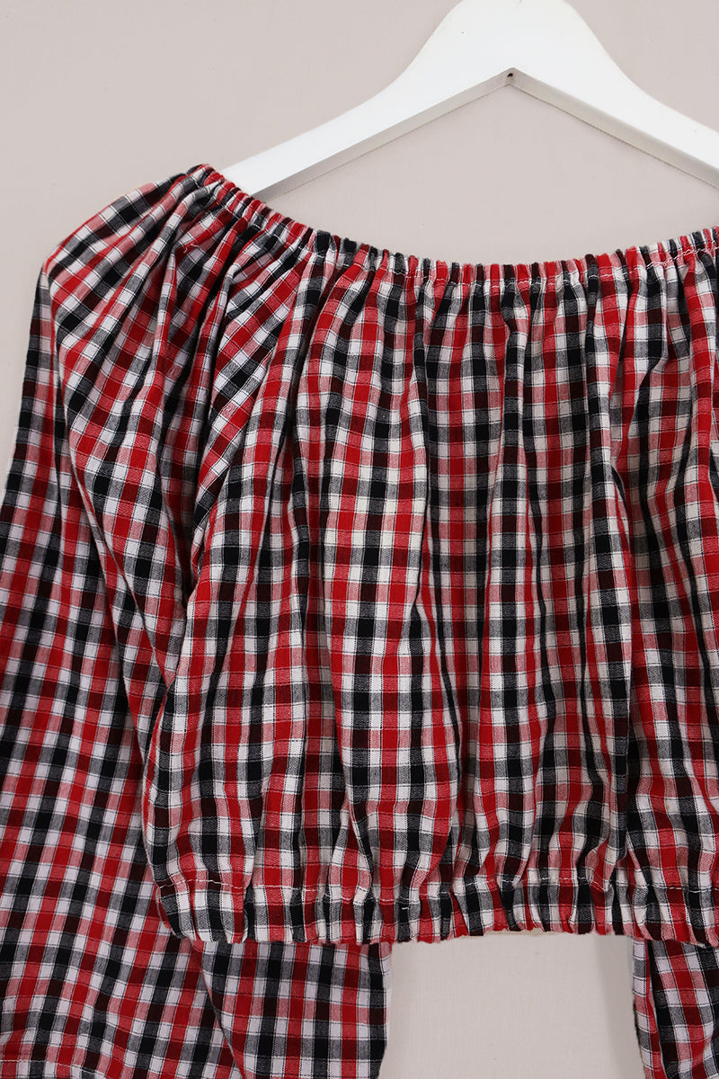 Kitty Reclaimed Crop Top in Jubilee Check - Free Size S
