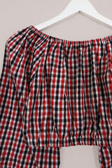 Kitty Reclaimed Crop Top in Jubilee Check - Free Size S