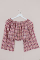 Kitty Reclaimed Crop Top in Peach & Pink Gingham - Free Size S