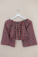 Kitty Reclaimed Crop Top in Jubilee Check - Free Size S