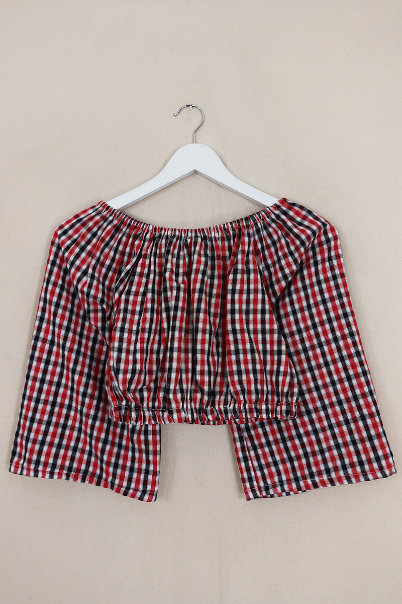 Kitty Reclaimed Crop Top in Jubilee Check - Free Size S