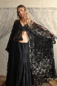 Circe Maxi Gown in Black Swan Chantilly Lace