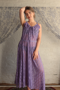 Delphi Maxi Dress in Periwinkle Purple Chantilly Lace