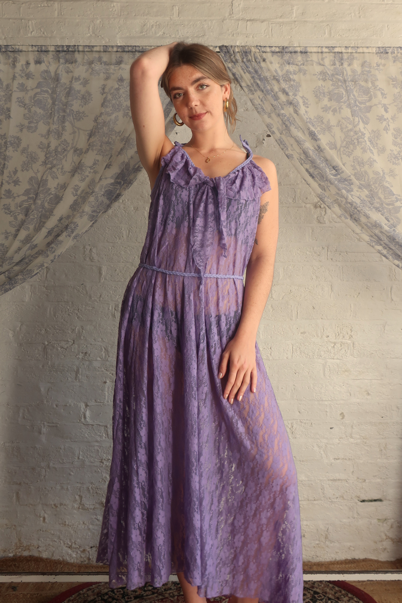 Delphi Maxi Dress in Periwinkle Purple Chantilly Lace