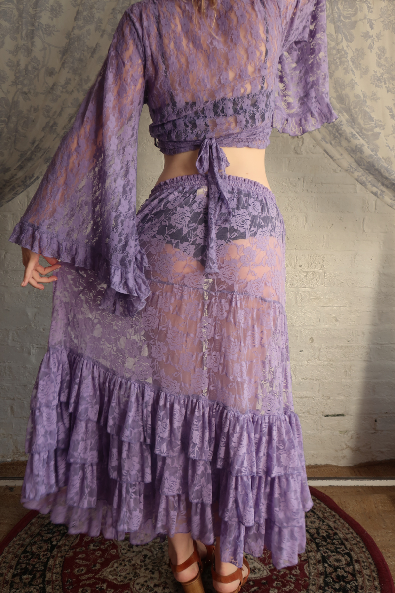 Wendy Maxi Skirt in Periwinkle Purple Chantilly Lace