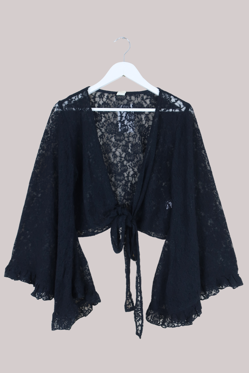 Venus Wrap Top in Nightshade Black Lace