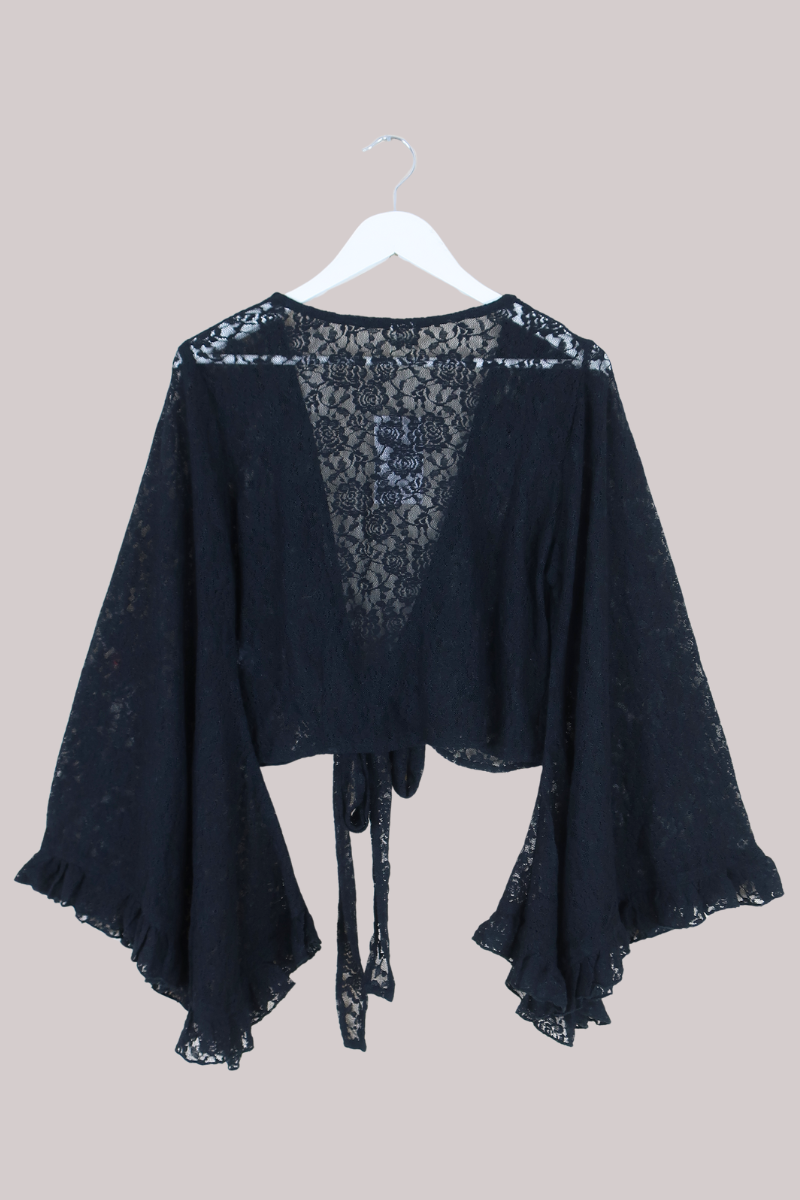 Venus Wrap Top in Nightshade Black Lace