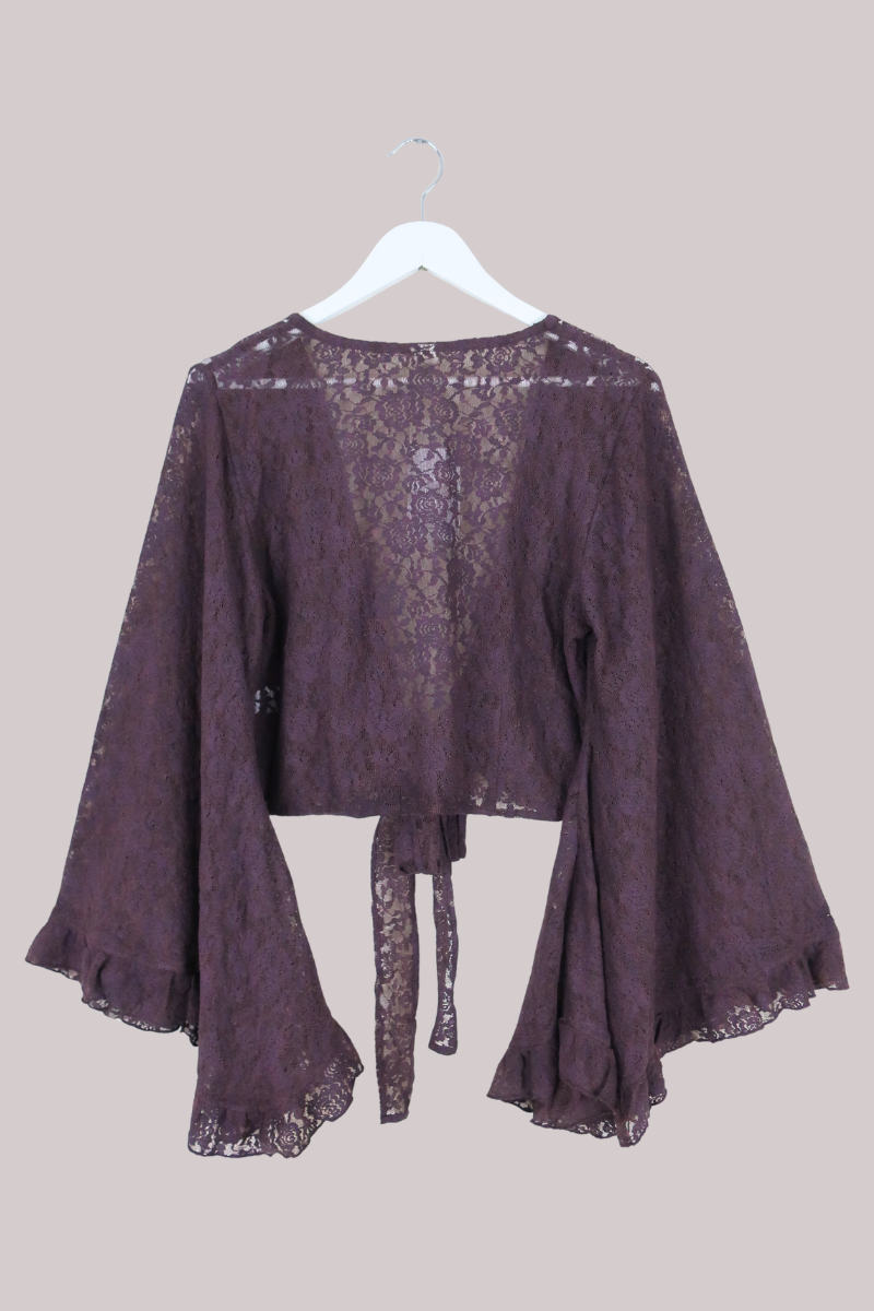 Venus Wrap Top in Truffle Brown Lace
