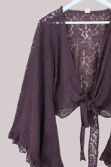 Venus Wrap Top in Truffle Brown Lace