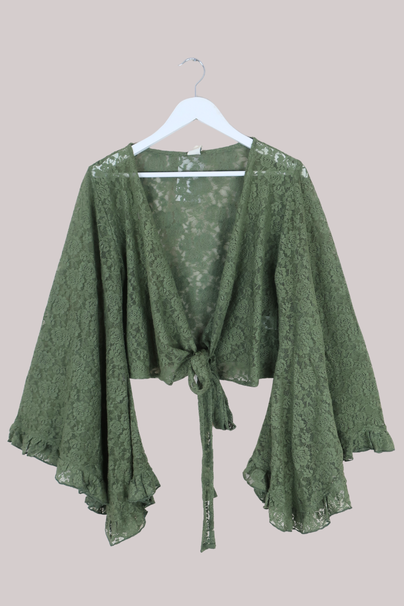 Venus Wrap Top in Pixie Green Lace