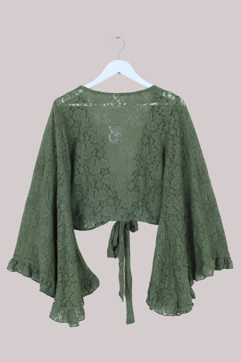 Venus Wrap Top in Pixie Green Lace