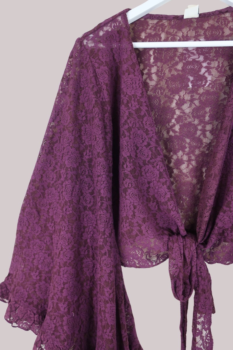 Venus Wrap Top in Witches Purple Lace