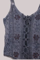Embroidered Corset Top in Lilac Haze - Free Size