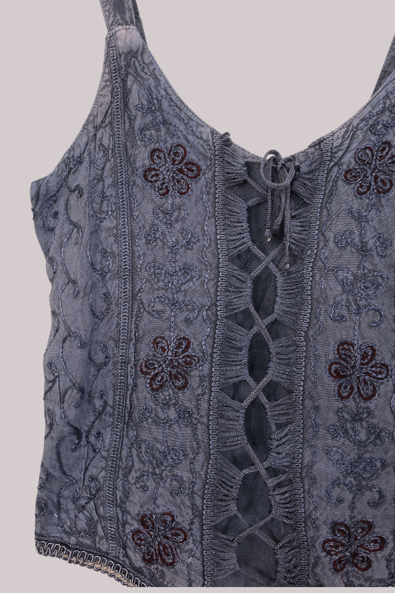 Embroidered Corset Top in Lilac Haze - Free Size