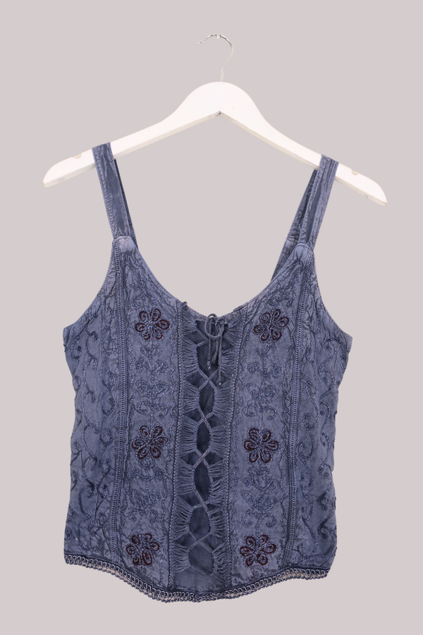 Embroidered Corset Top in Lilac Haze - Free Size
