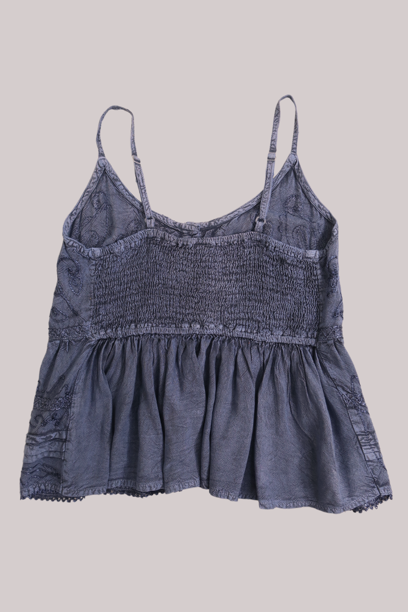 Embroidered Peplum Cami Top in Lilac Haze - Free Size