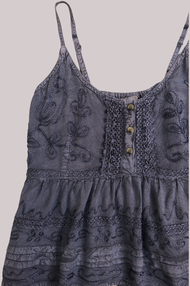 Embroidered Peplum Cami Top in Lilac Haze - Free Size