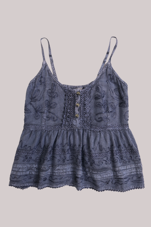 Embroidered Peplum Cami Top in Lilac Haze - Free Size