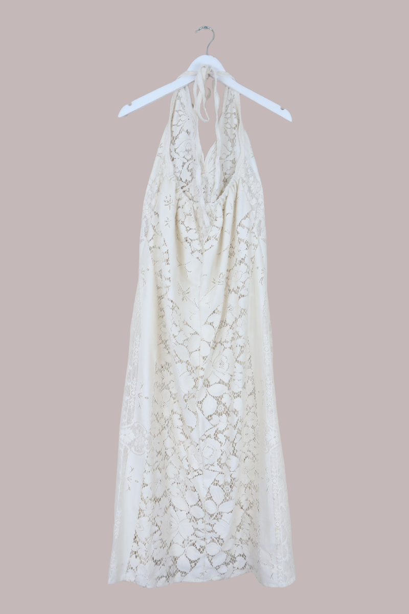 Lily Halter Maxi Dress in Prairie White Lace - Size S/M