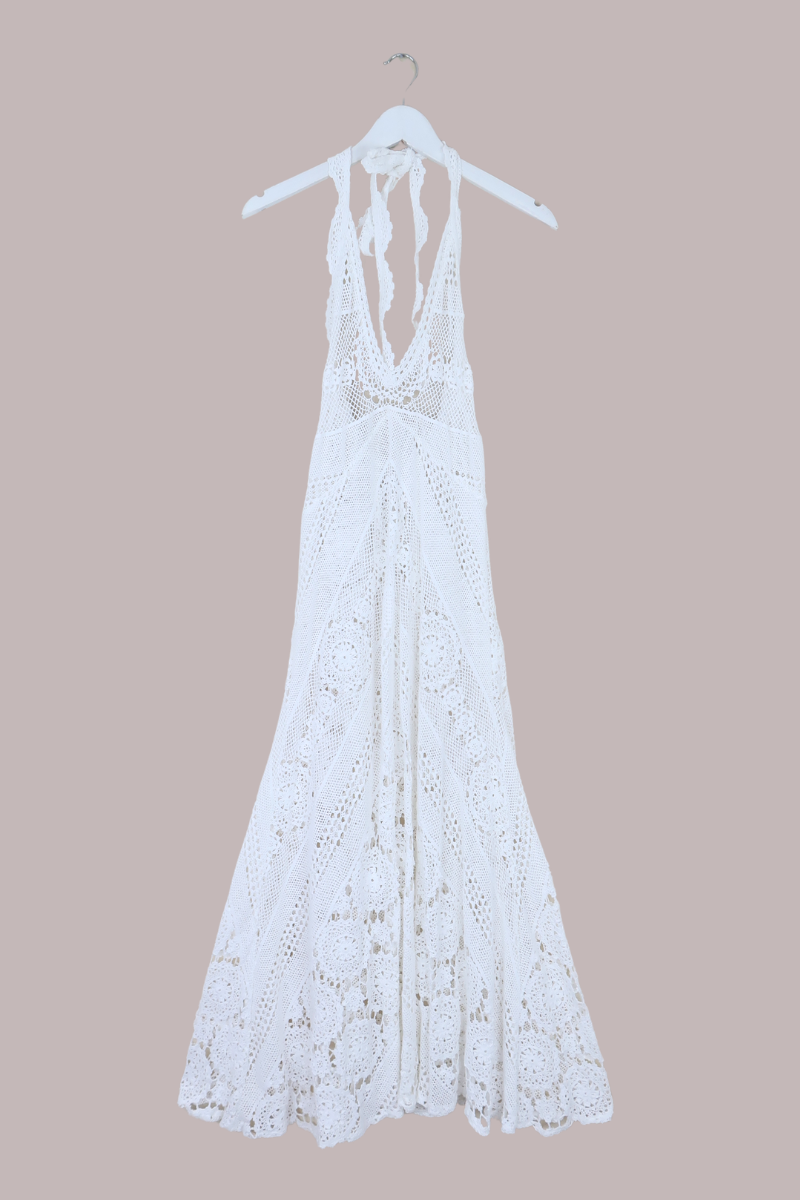 Lily Halter Maxi Dress in Dreamcatcher White Lace - Size M/L