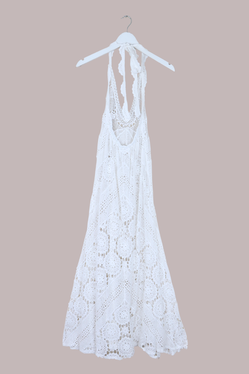 Lily Halter Maxi Dress in Dreamcatcher White Lace - Size M/L