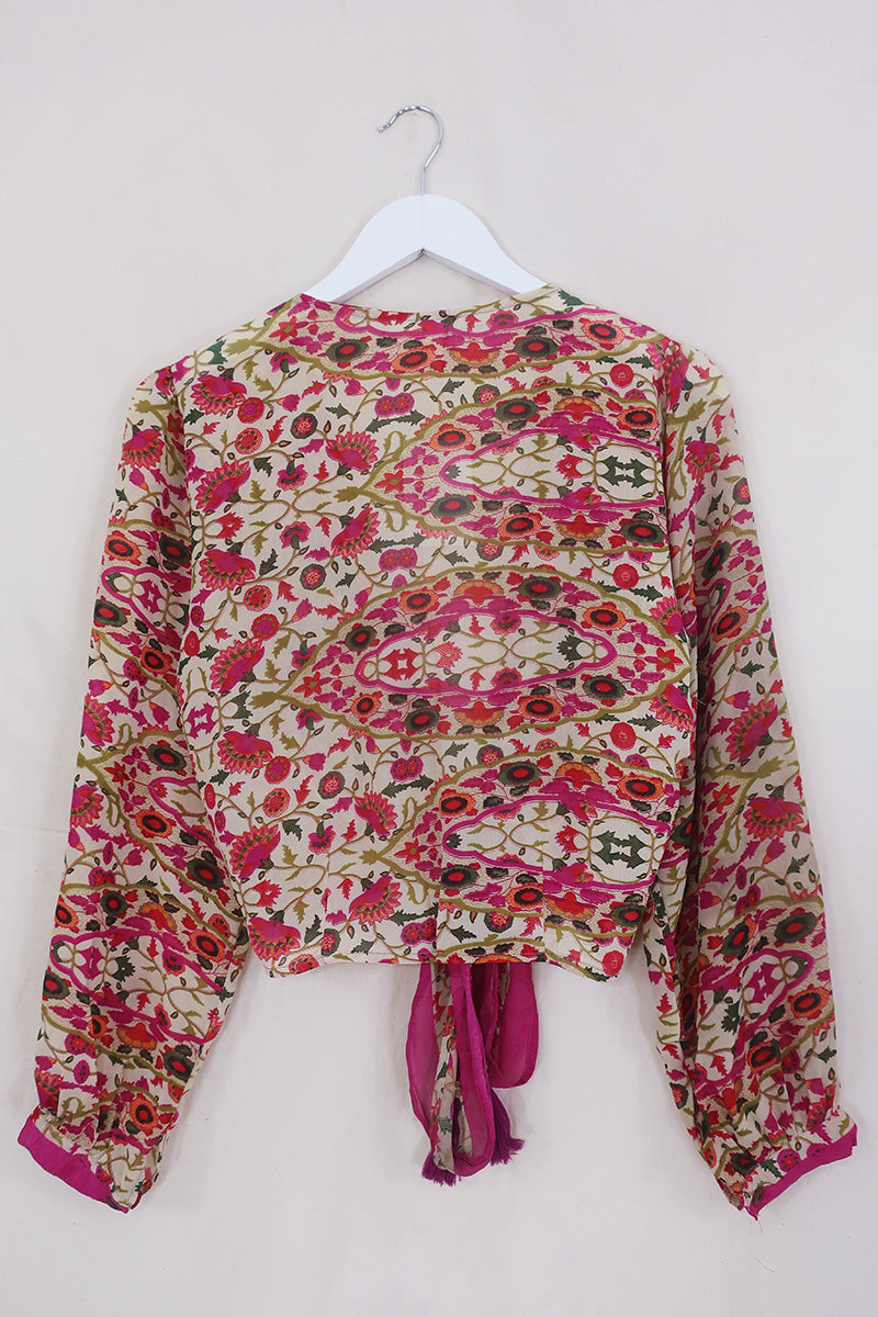 Lola Wrap Top - Sheer Fantasy Flower Garden - Size XS by all about audrey