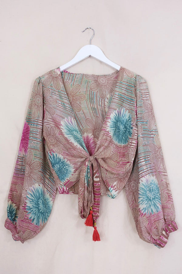 Lola Wrap Top - Flowers Floating in the Pond - Size S/M by all about audrey