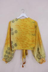 Lola Wrap Top - Sunflower Yellow Reeds - Size S/M by all about audrey