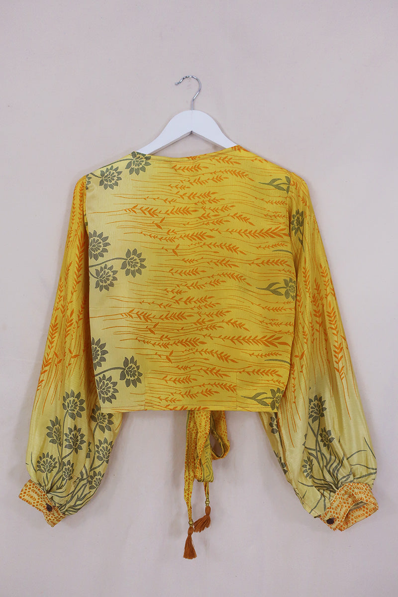 Lola Wrap Top - Sunflower Yellow Reeds - Size S/M by all about audrey