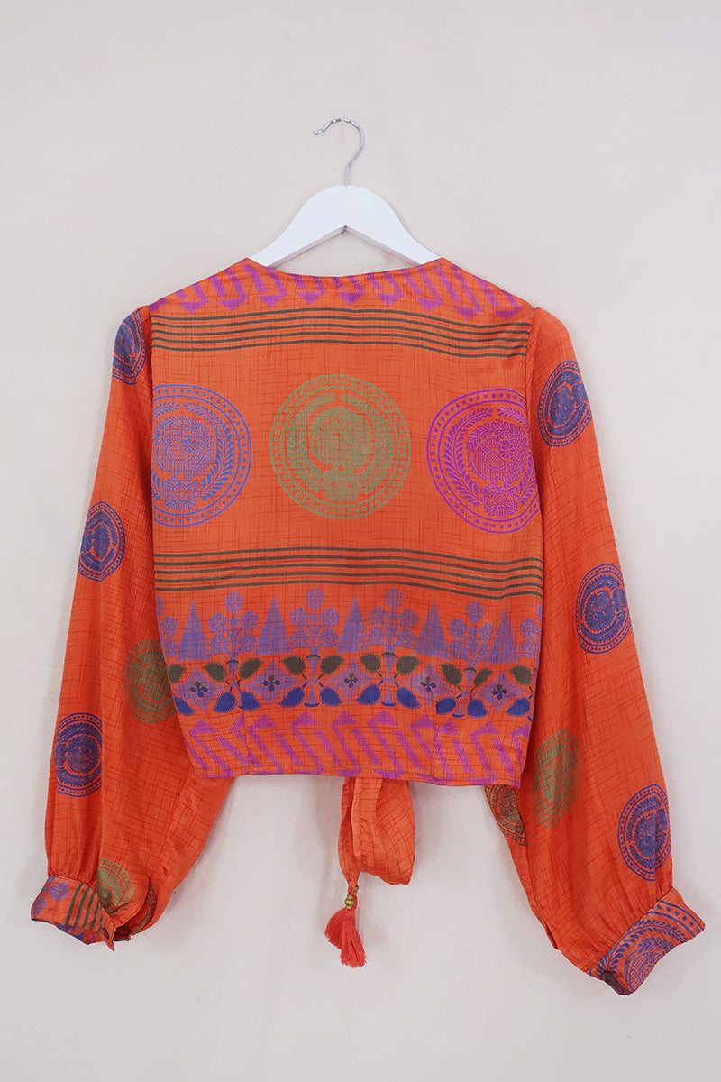 Lola Wrap Top - Sunbathed Orange Crests - Size S/M by all about audrey