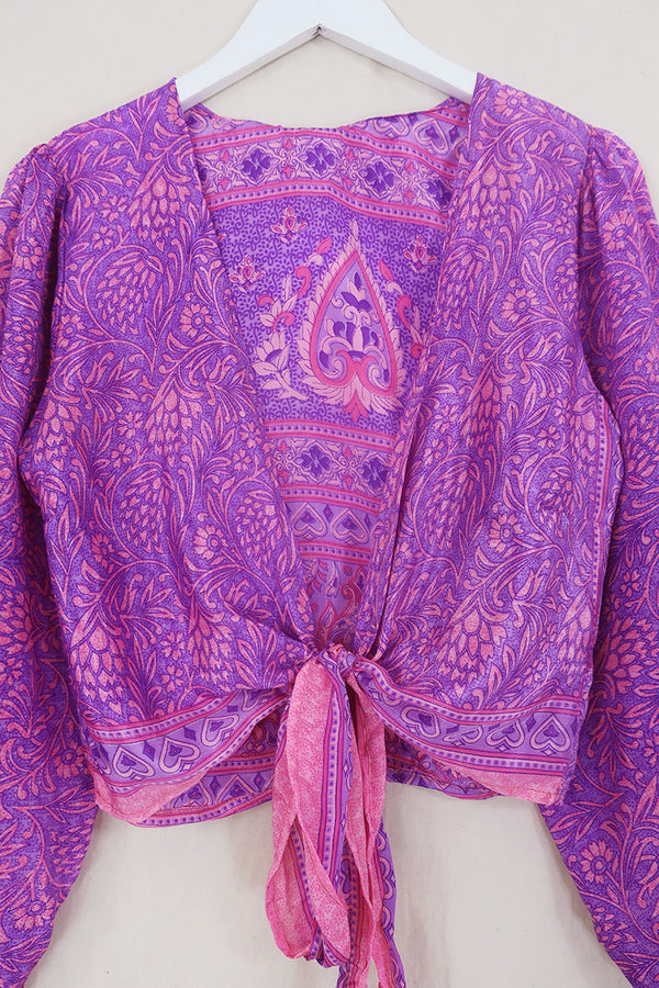 Lola Wrap Top - Sweetheart Pink & Purple - Size S/M by all about audrey