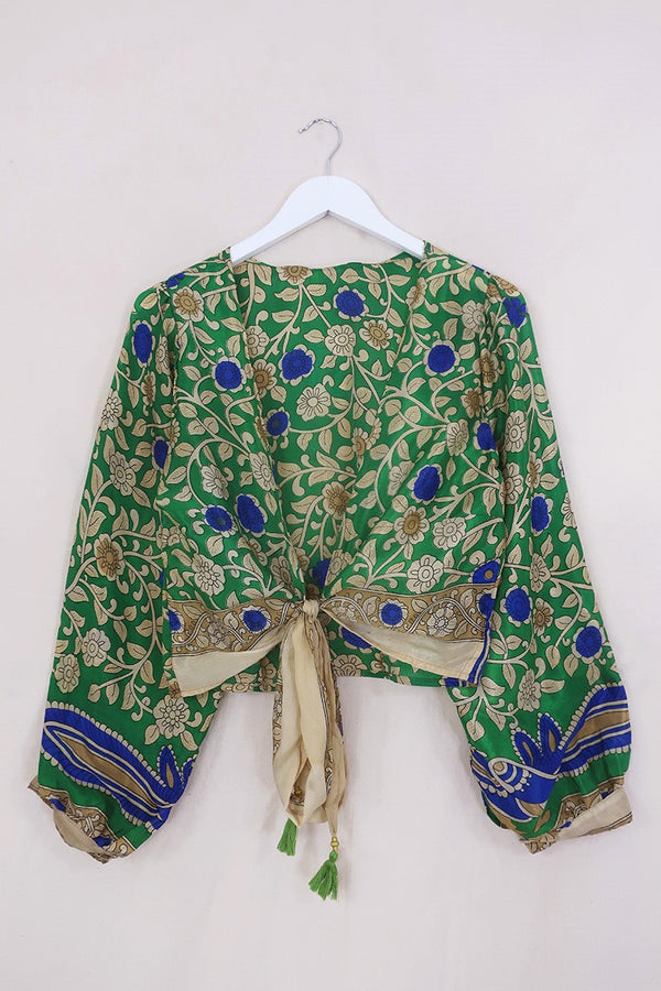 SALE Lola Wrap Top - The Green Eye of Spring - Size S/M by all about audrey